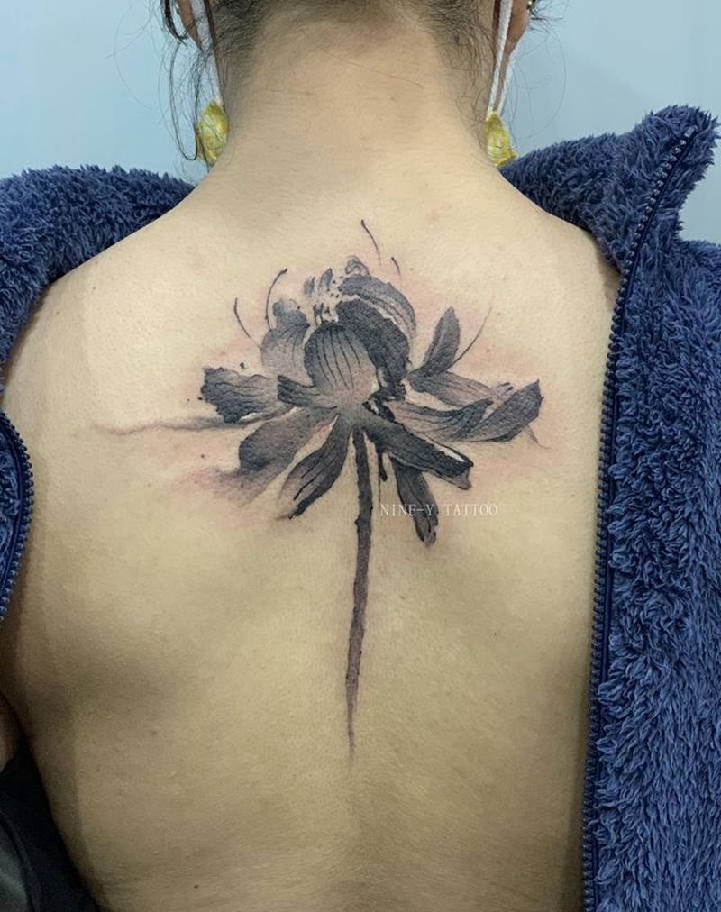 荷花纹身图片_水墨纹身图案