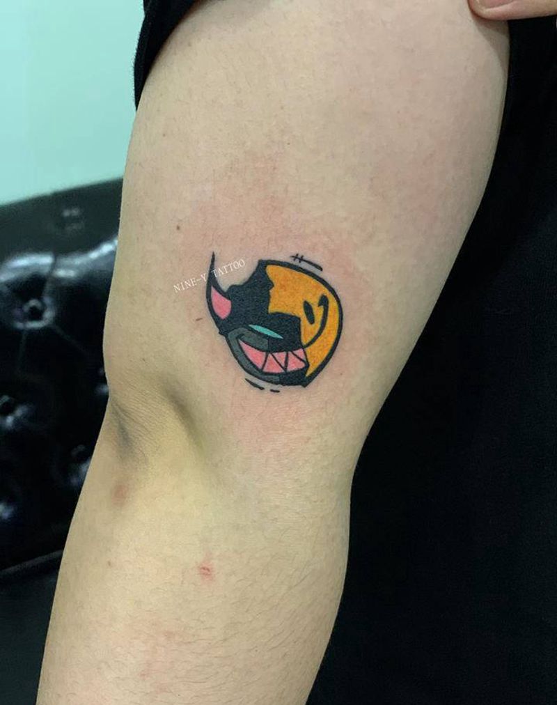 恶魔笑脸纹身图片_New School纹身图案