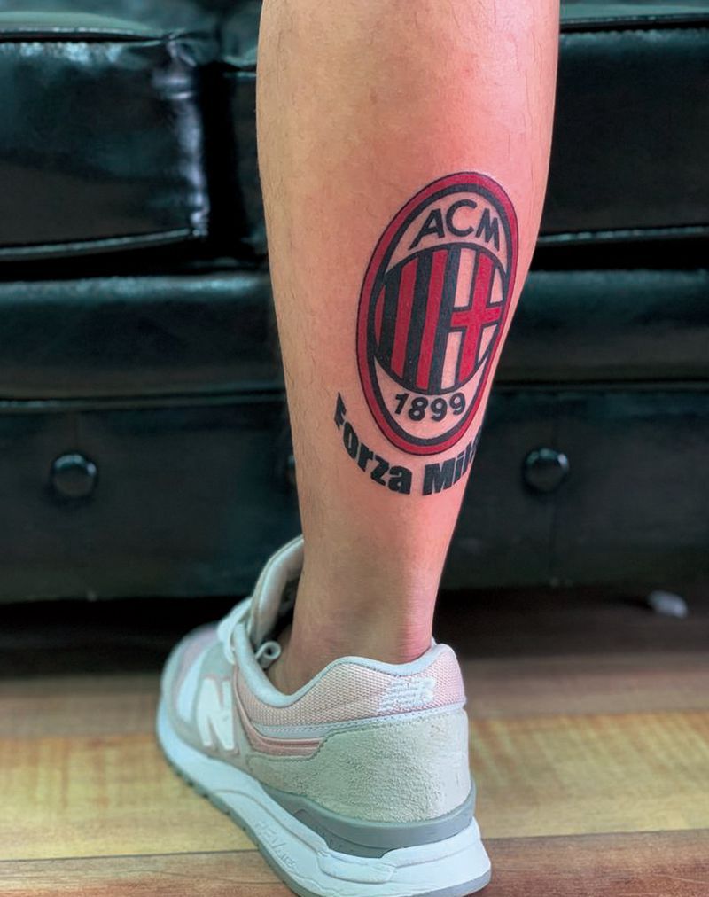AC米兰纹身图片_腿部纹身图案