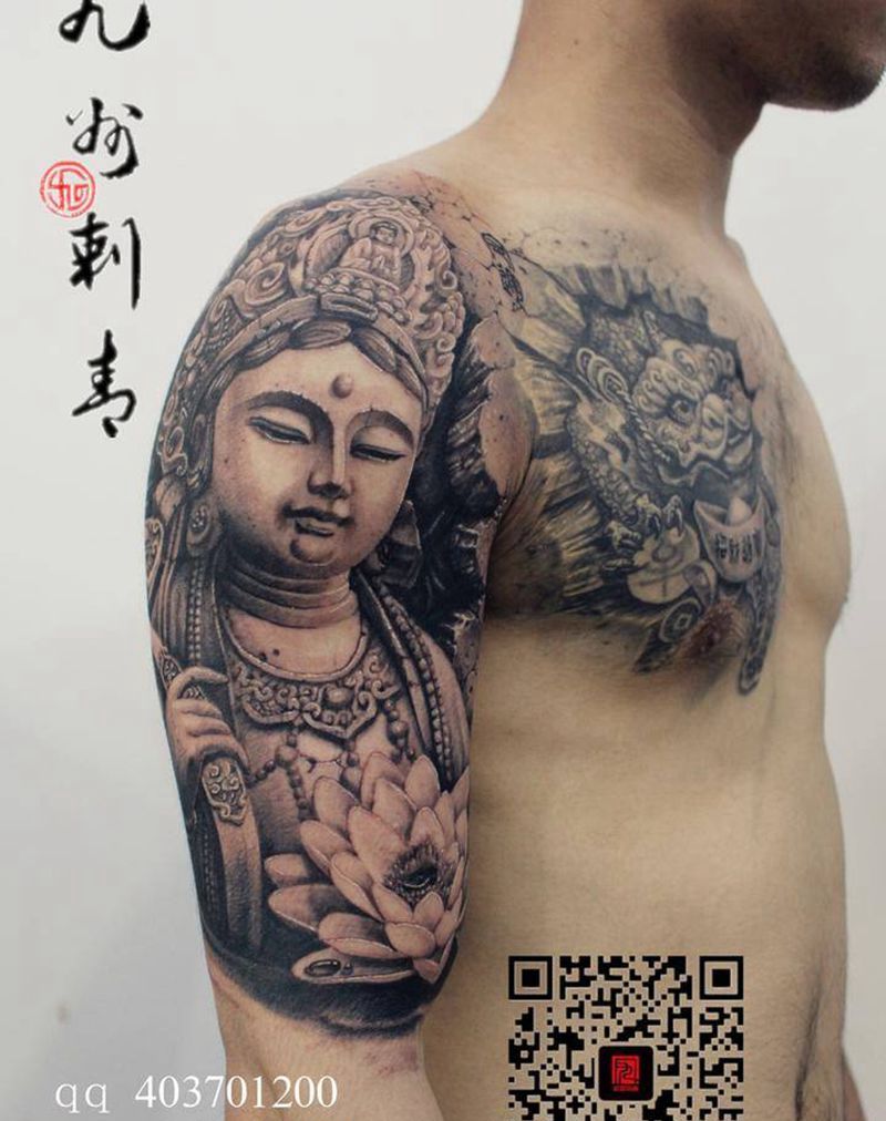 石雕普贤菩萨纹身图片