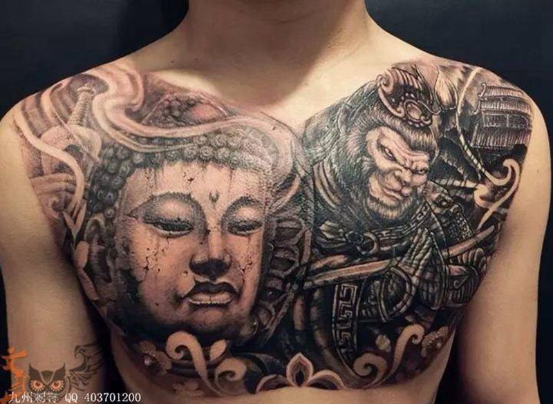 花胸遮盖纹身图片