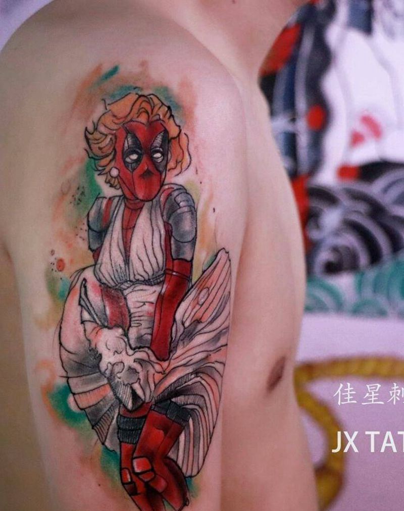 梦露版死侍纹身图片