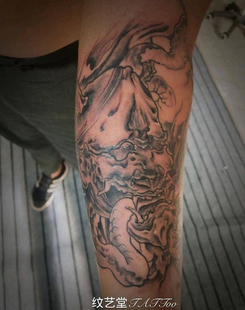 般若纹身图片_手臂手部传统动物鬼神宗教成品纹身图案