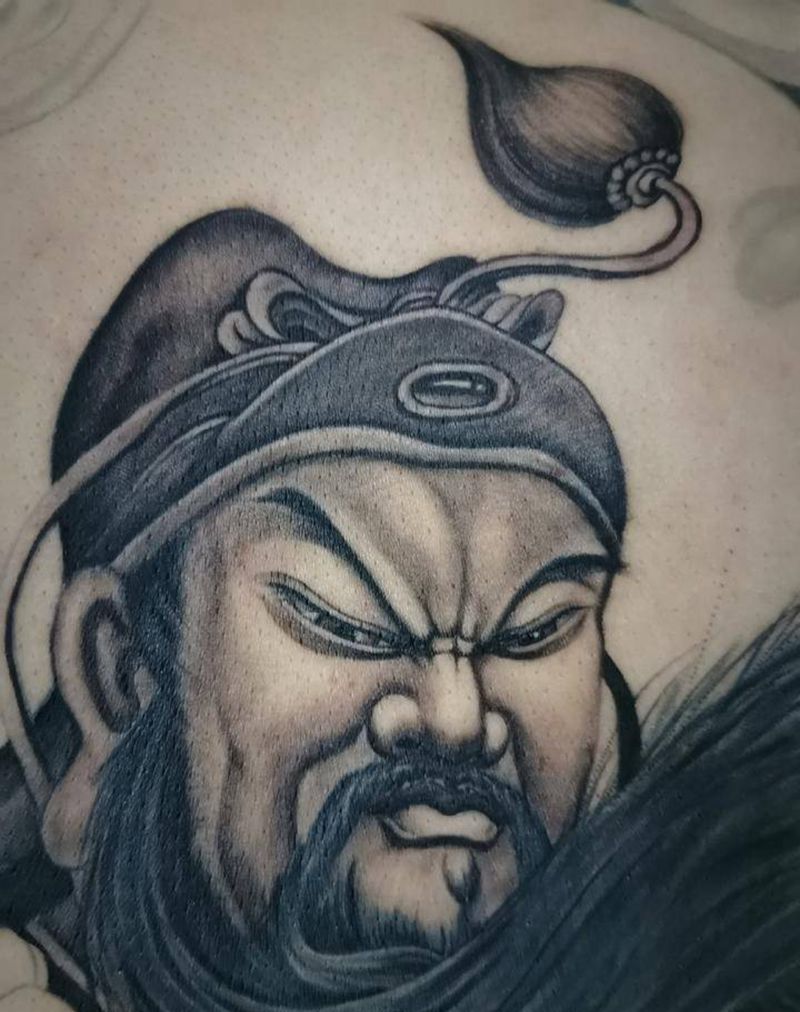 关公纹身图片_背部纹身图案