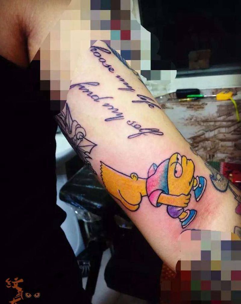 辛普森，招财猫纹身图片