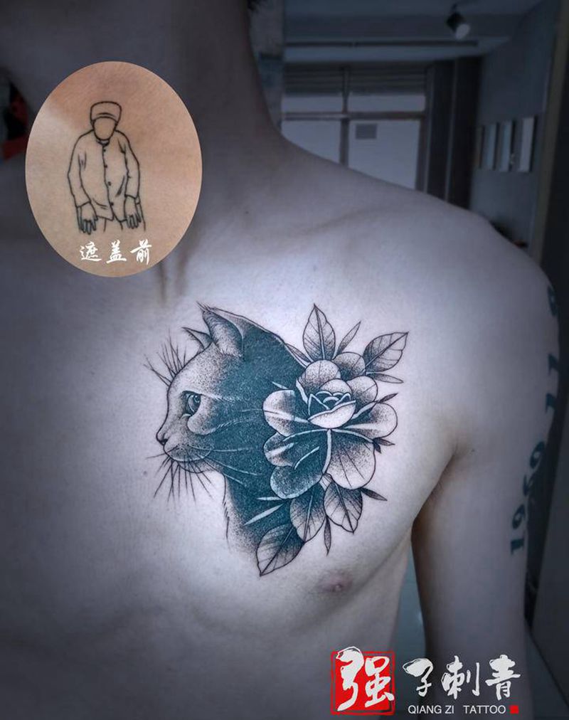 遮盖作品纹身图片_胸部纹身图案