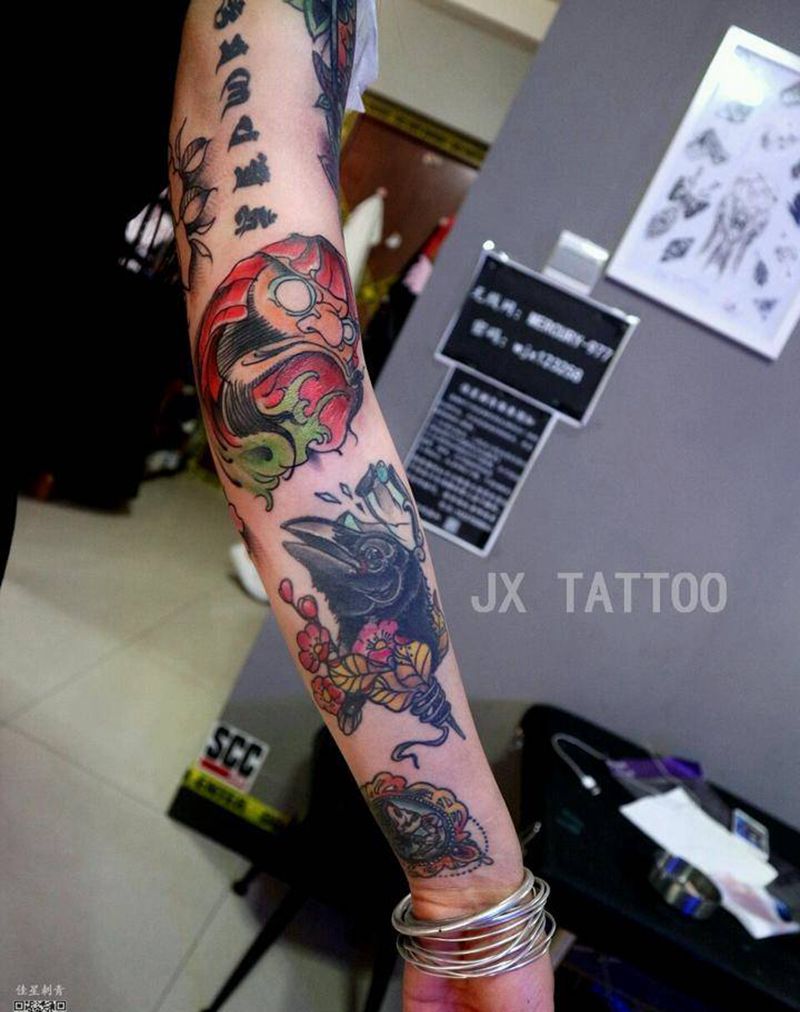 拼花臂纹身图片