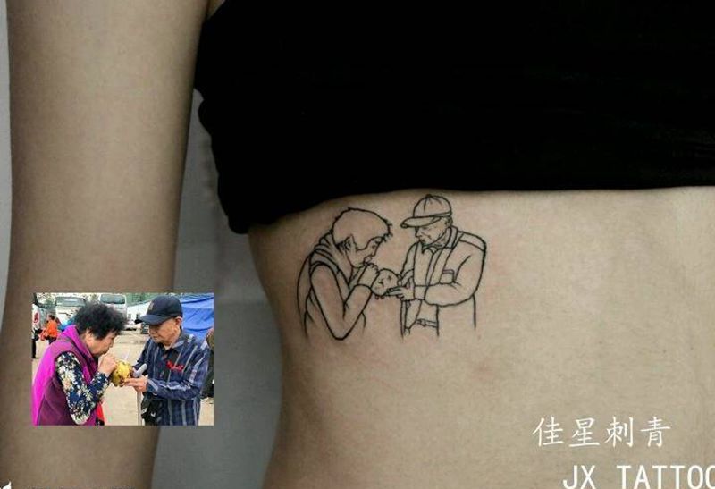 客人的姥姥姥爷纹身图片