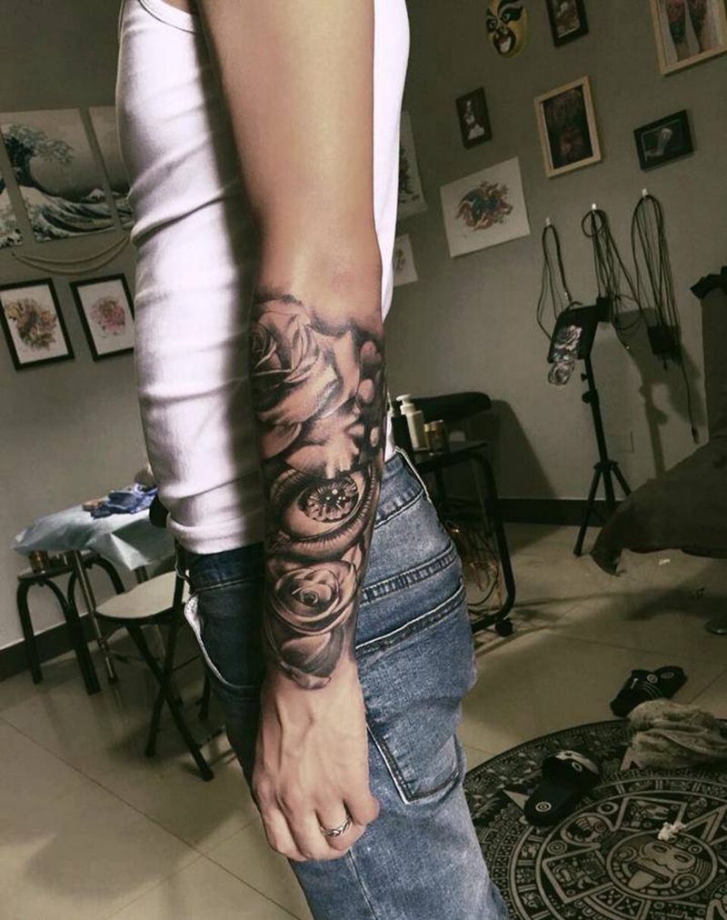 花臂未完纹身图片