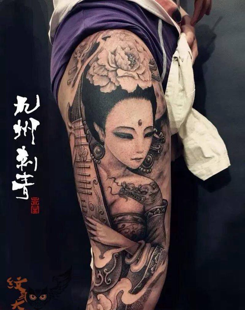尤抱琵琶纹身图片