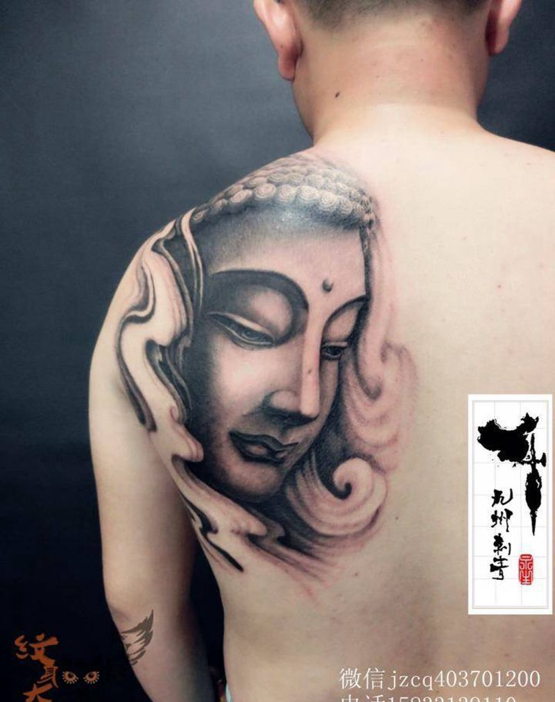 后肩佛纹身图片