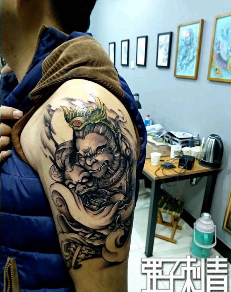 斗战圣佛纹身图片_手臂新传统纹身图案