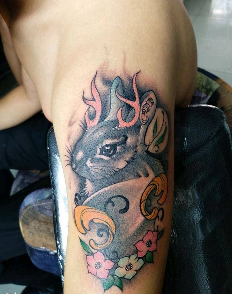 兔子纹身图片_手臂New School纹身图案