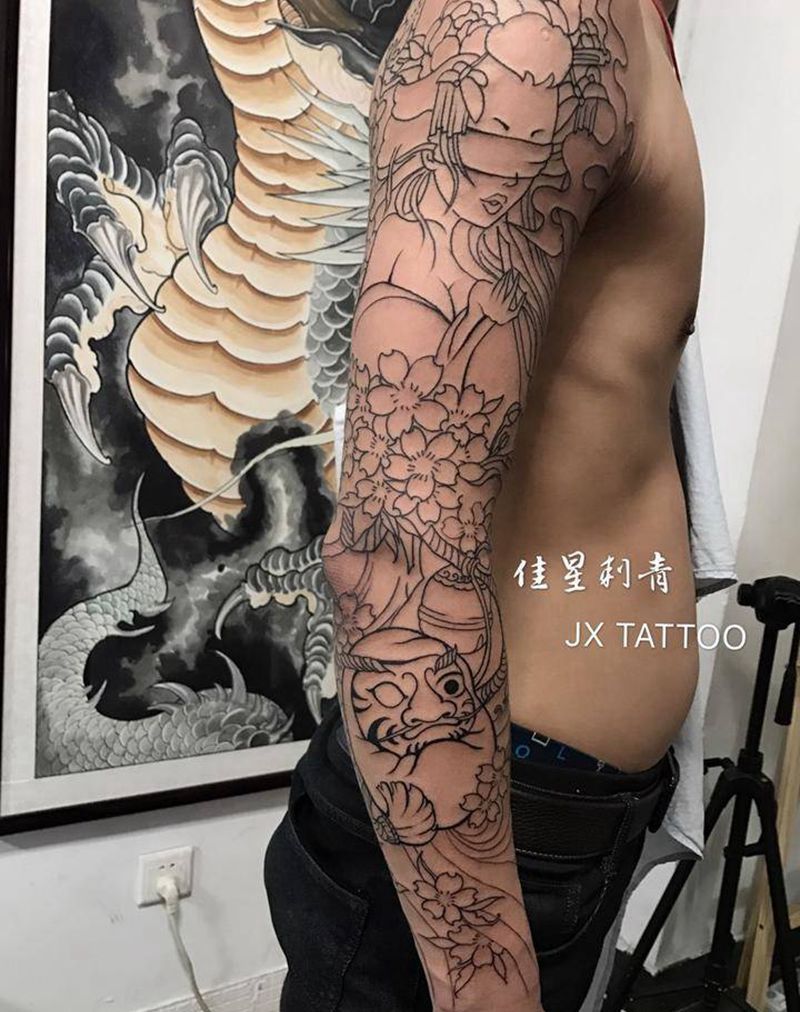 花臂未完纹身图片