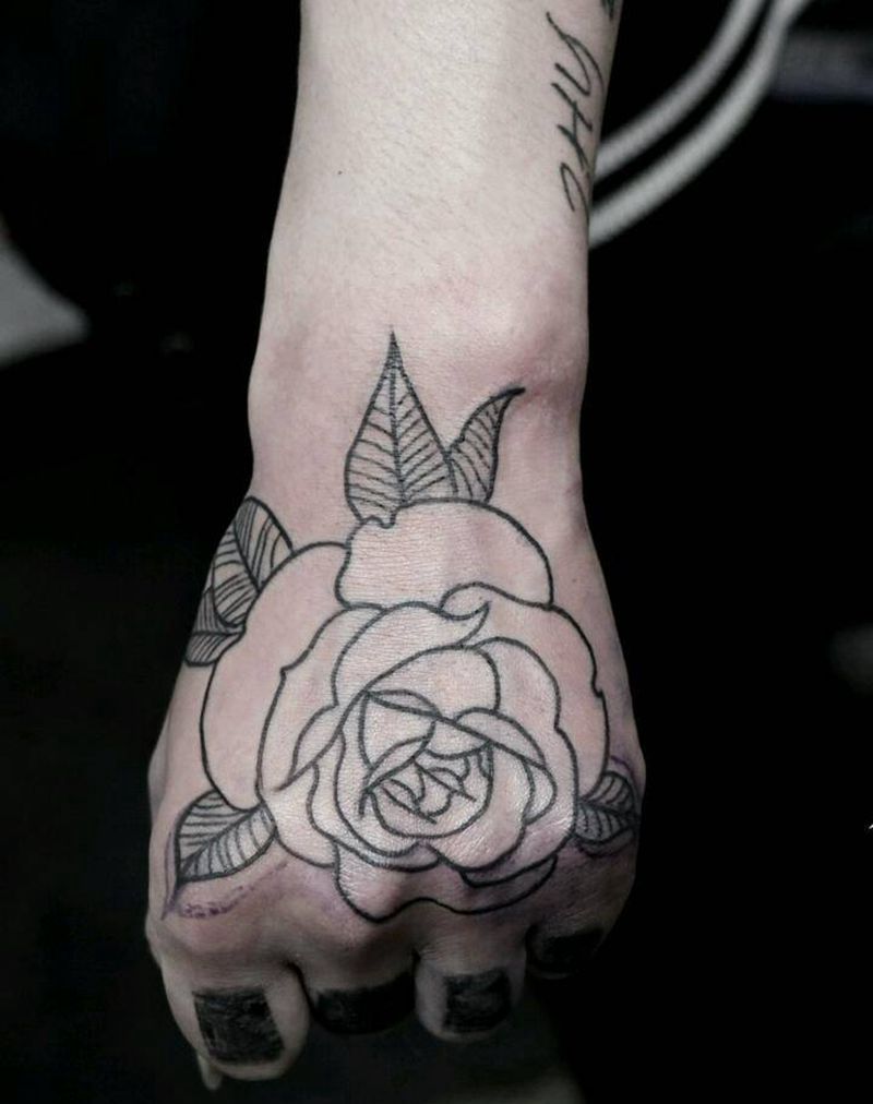 手背，手指黑框框非本人作品纹身图片