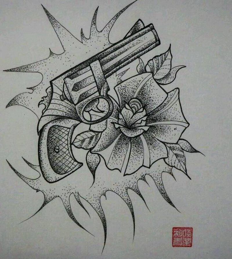 点刺手稿纹身图片