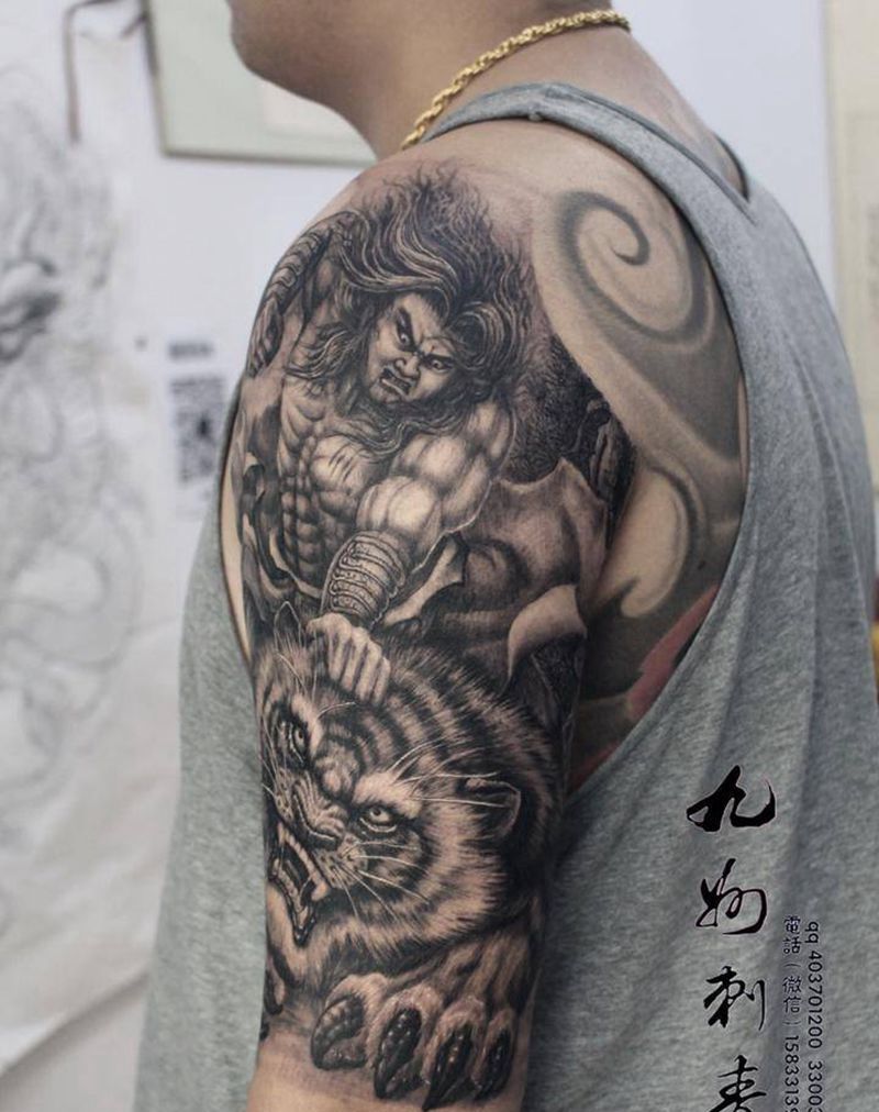 武松打虎纹身图片