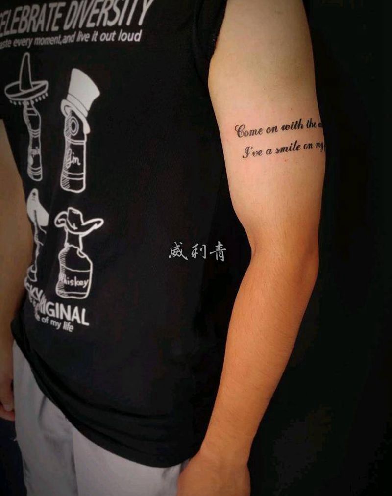 英文纹身图片_手臂花体字歌词纹身图案