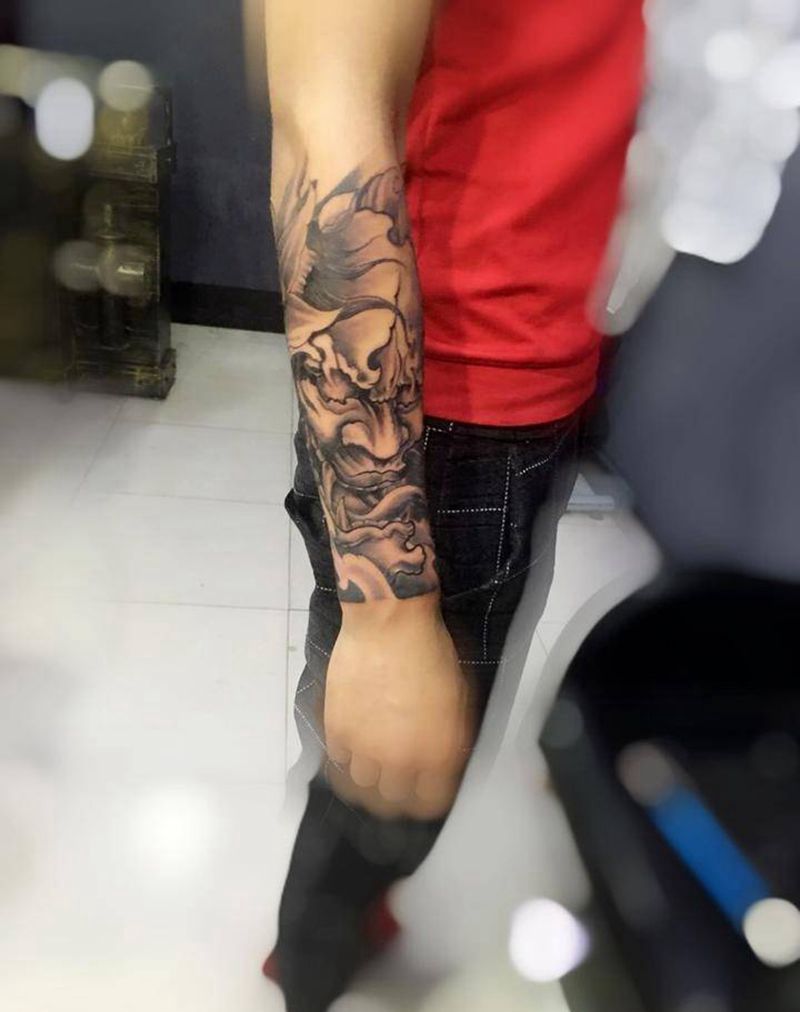 般若包小臂纹身图片_成品手臂传统习俗鬼神宗教纹身图案