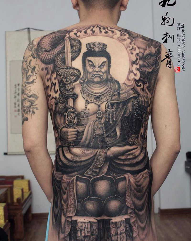 不动尊菩萨纹身图片