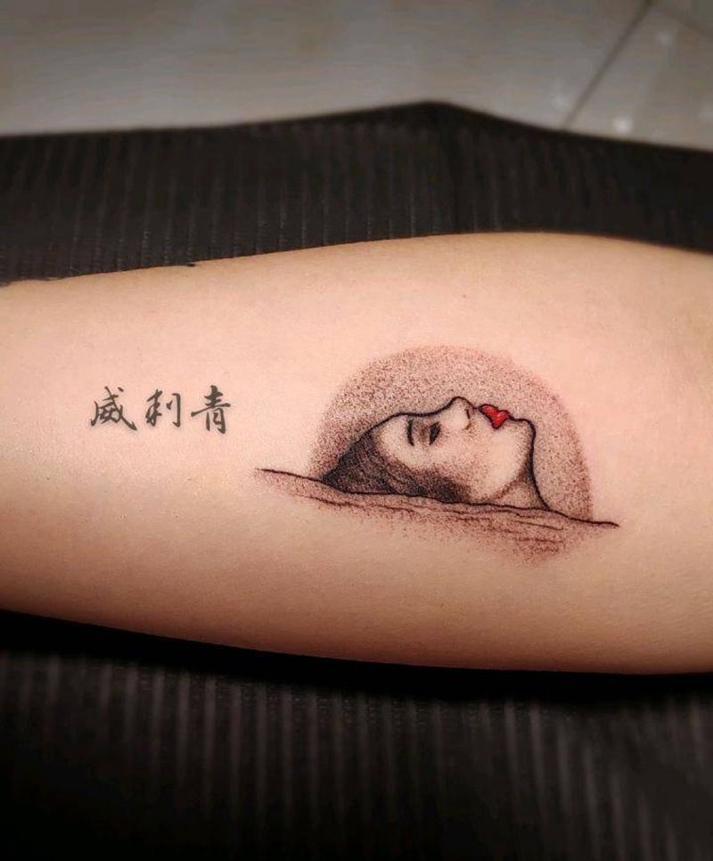 冥想纹身图片_手臂点刺欧美头像纹身图案