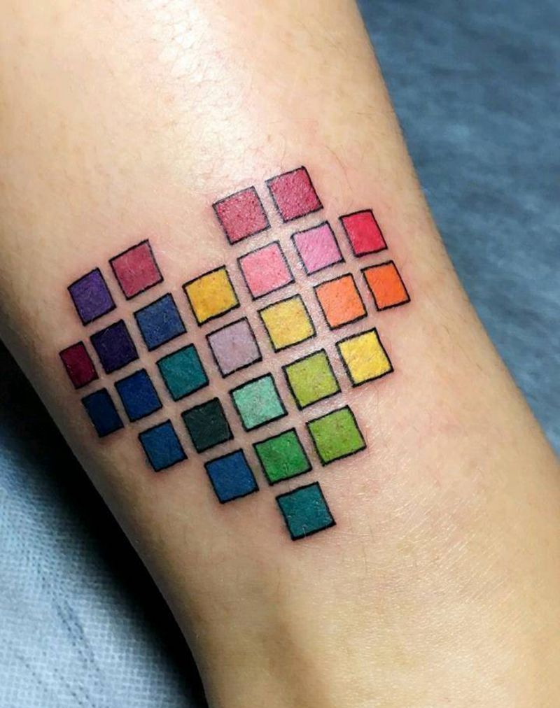 彩色❤纹身图片