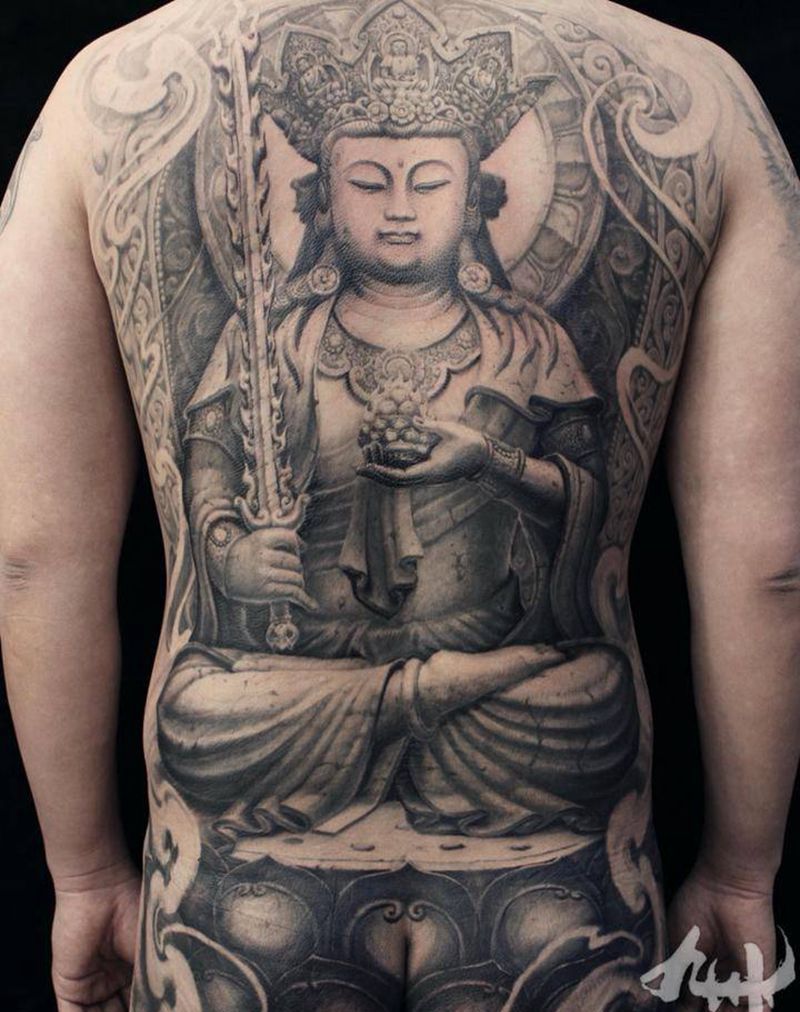 石雕虚空藏菩萨纹身图片