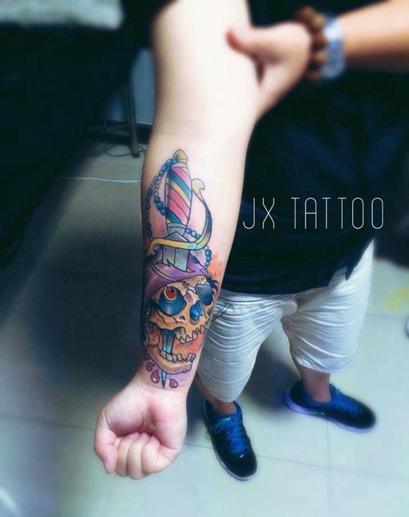 小臂骷髅纹身图片