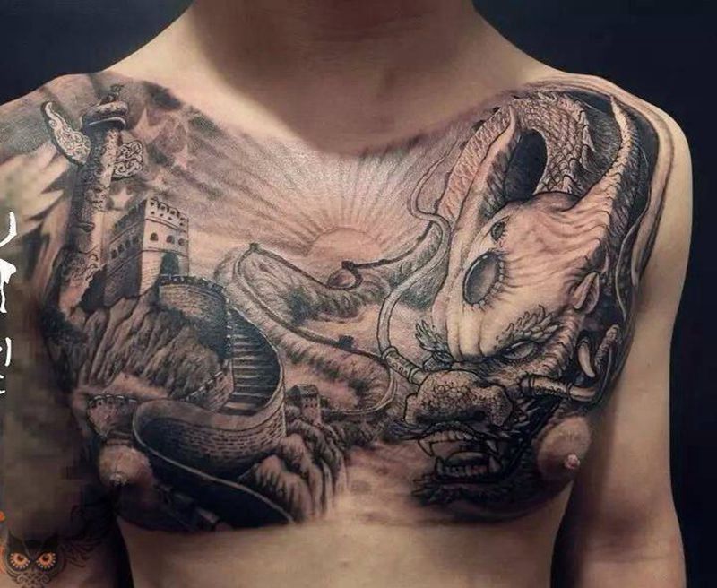 龙守中华纹身图片