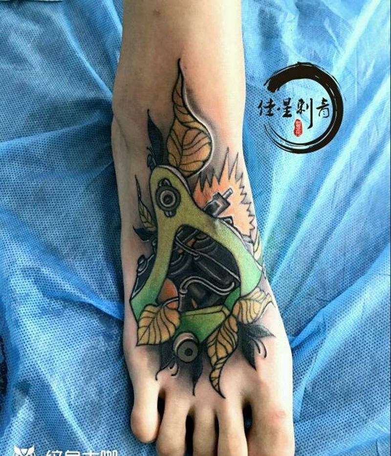 脚面纹身机纹身图片