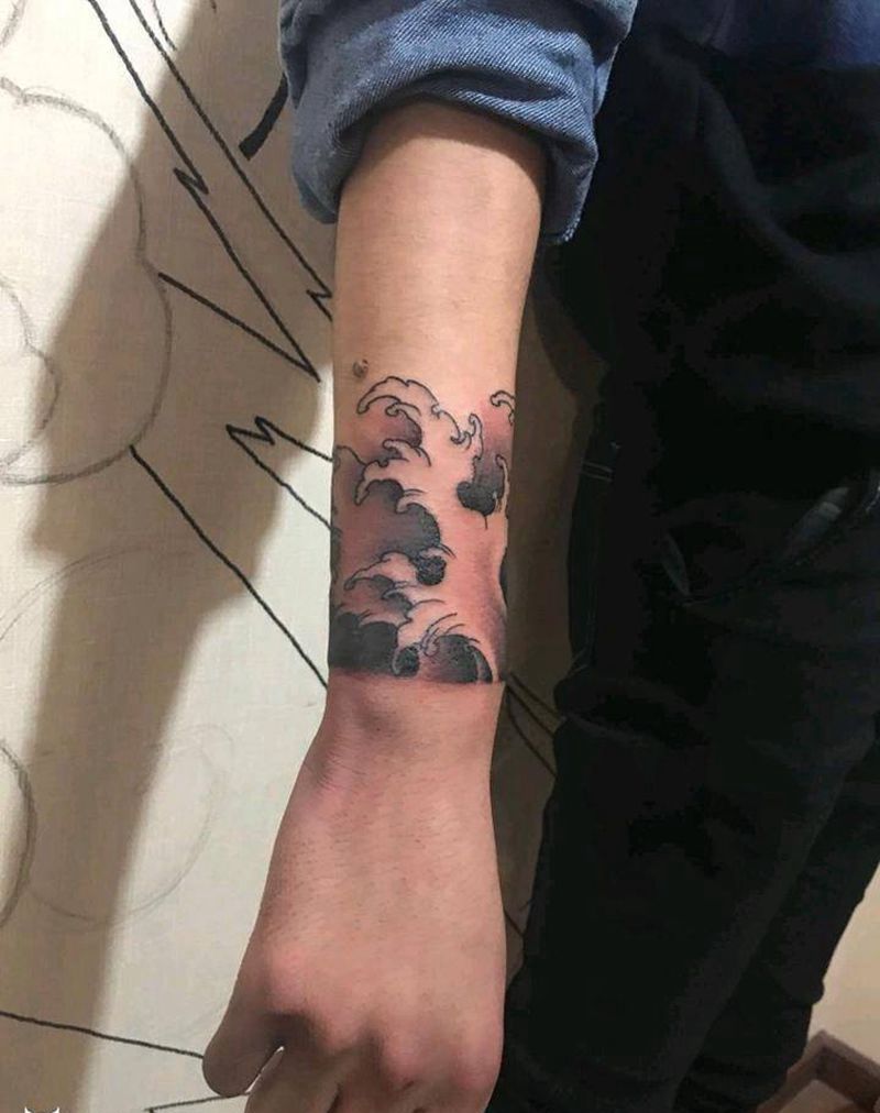 小臂浪花纹身图片