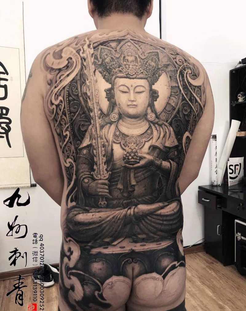 石雕虚空藏菩萨纹身图片