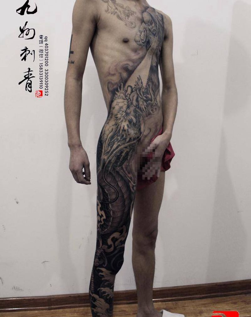降龙罗汉纹身图片