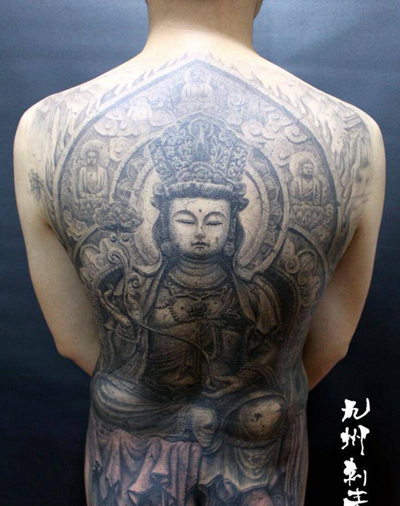 石雕菩萨纹身图片