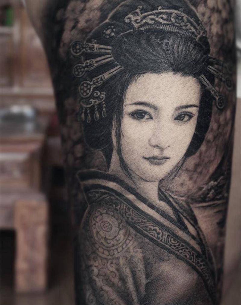 艺妓纹身图片