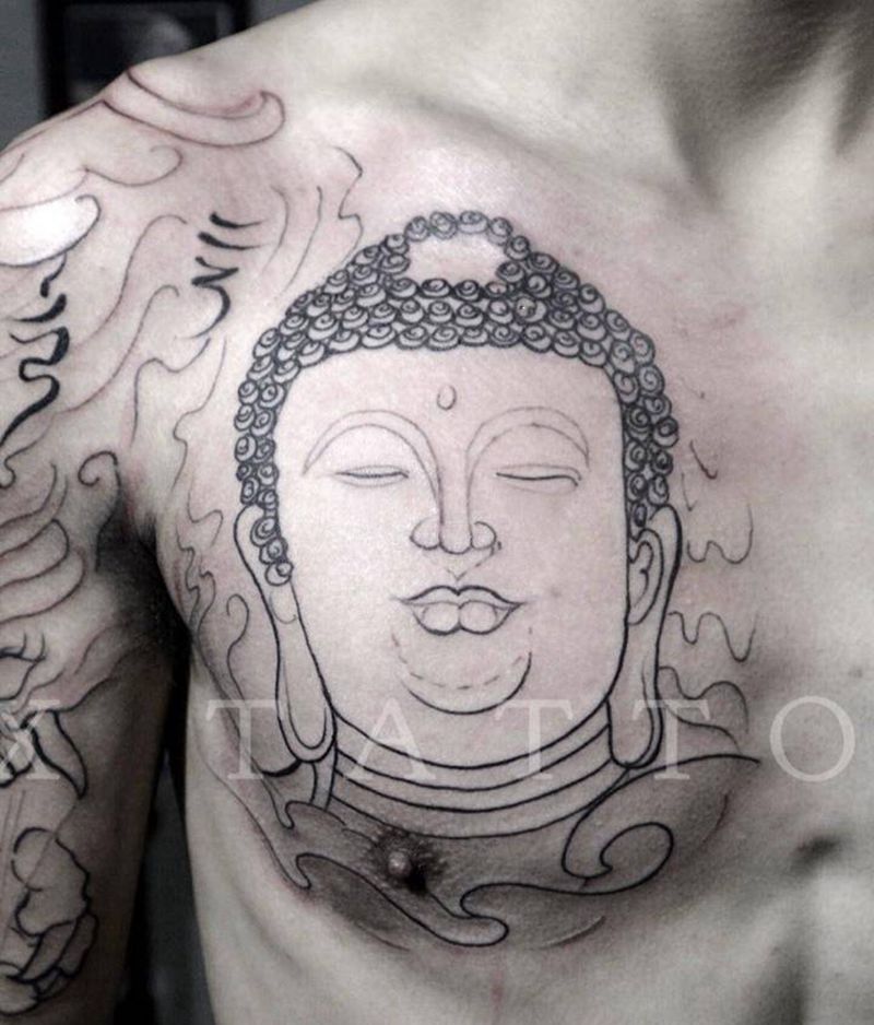 半甲割线未完纹身图片