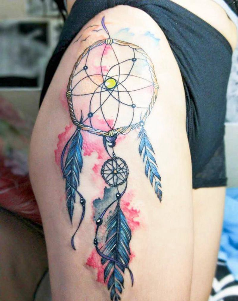 泼墨捕梦网纹身图片