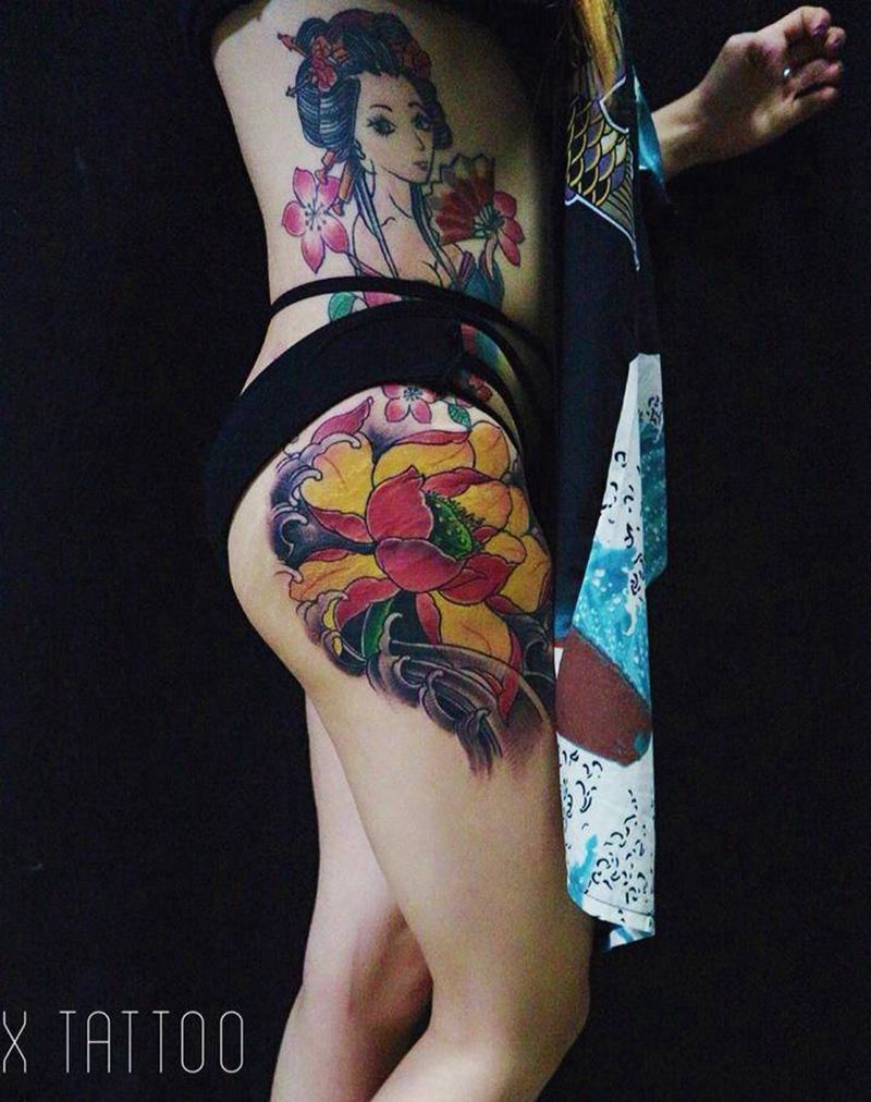 加个莲花纹身图片