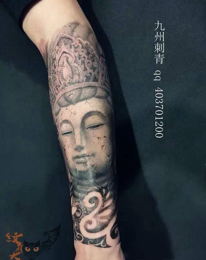 石雕菩萨纹身图片