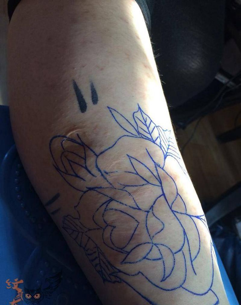 疤痕遮盖纹身图片