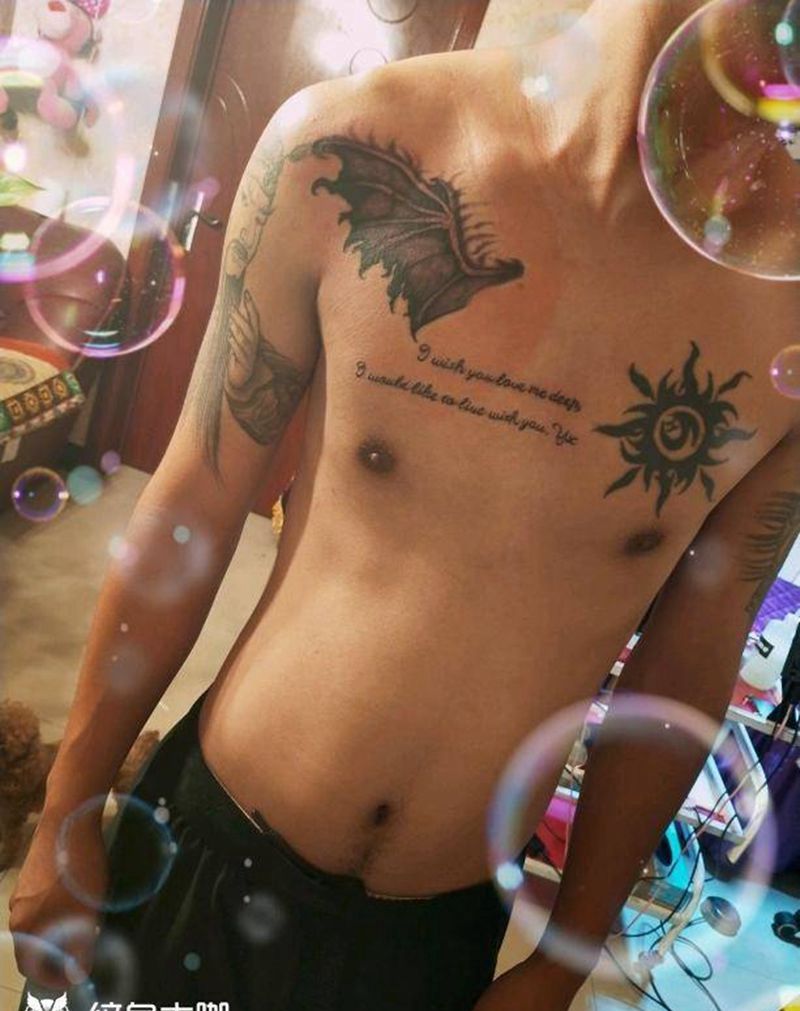 客户自己带图案英文纹身图片