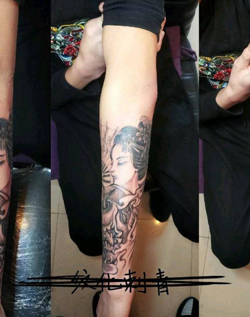 艺伎打雾纹身图片
