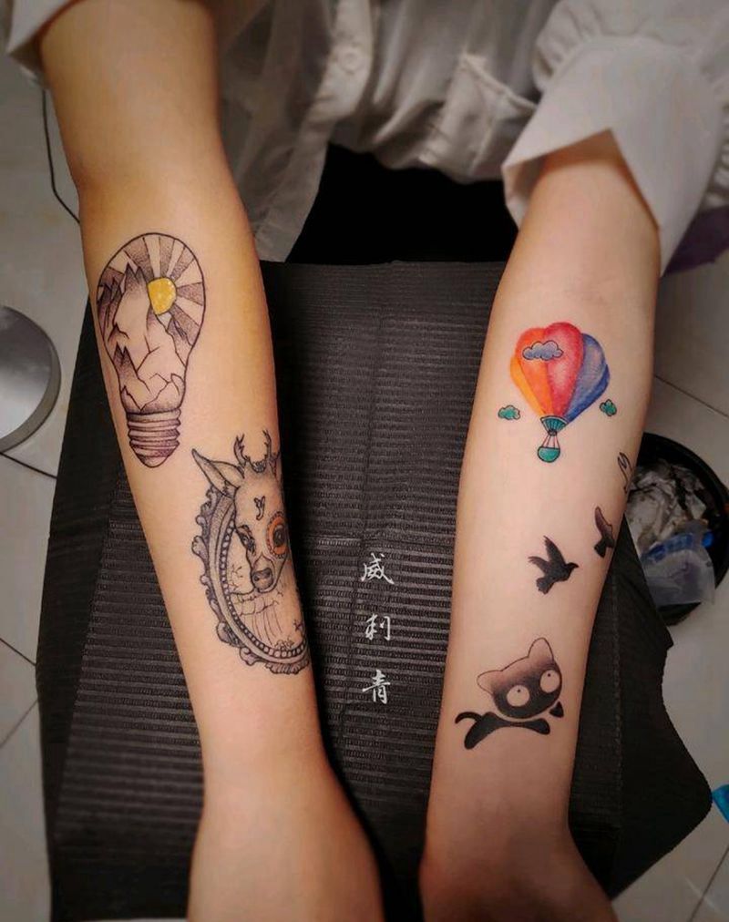 拼图花臂进行中纹身图片_手臂点刺小清新花臂纹身图案