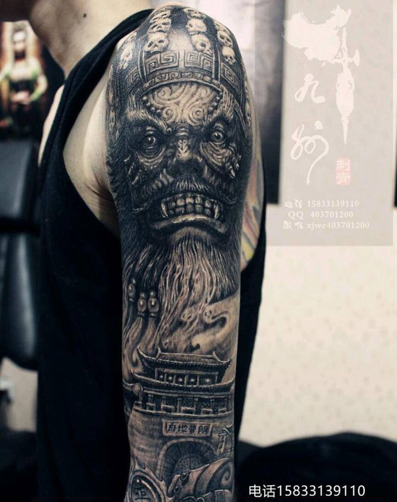 无常花臂纹身图片