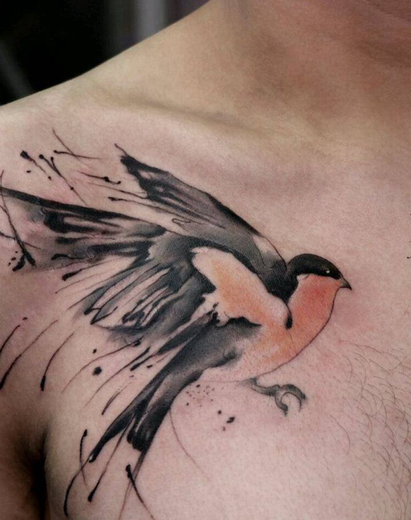 水墨小燕子纹身图片