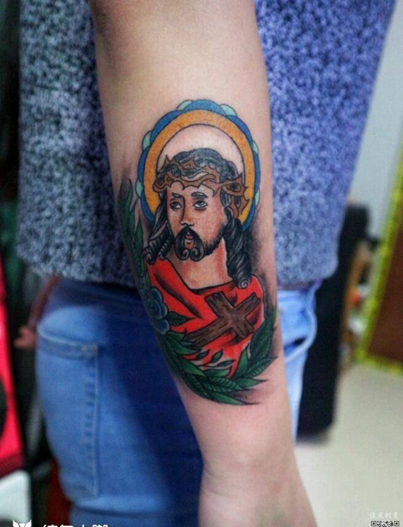 oldschool耶稣纹身图片