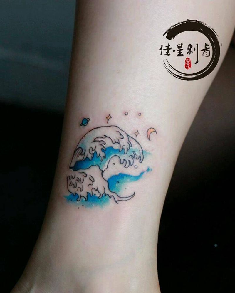 水浪纹身图片