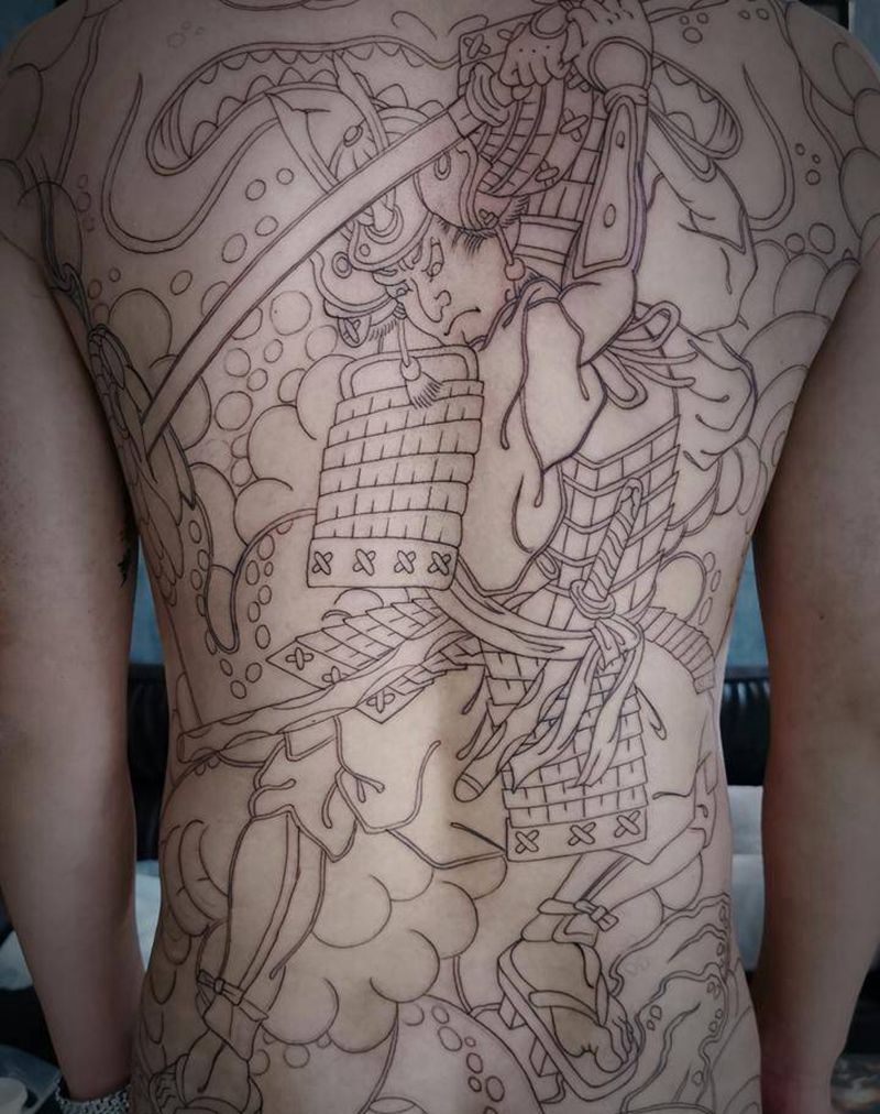 满背天竺德兵卫纹身图片_背部纹身图案