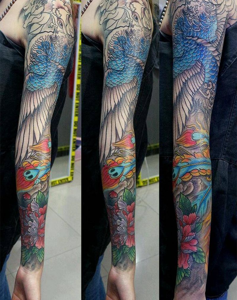 花臂未完纹身图片