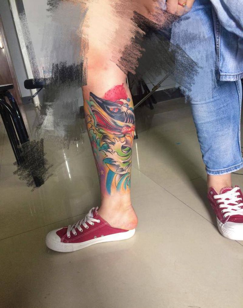 添加的鲨鱼,恢复好的美人鱼纹身图片